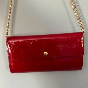 Crimson Louis Vuitton Vernis Long Wallet